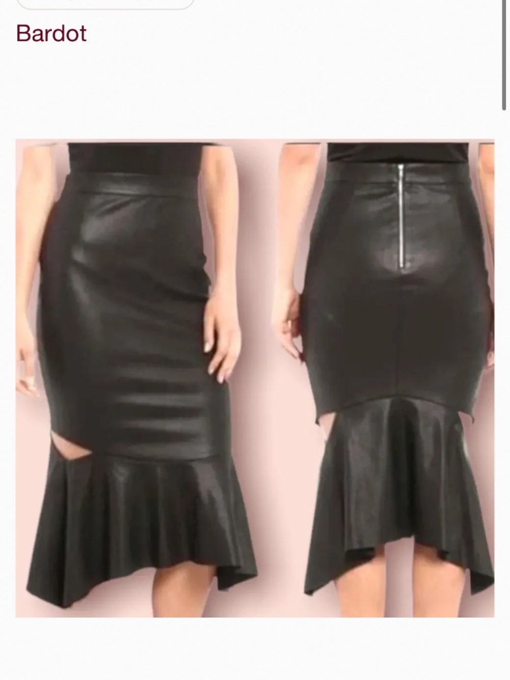 Bardot faux leather milano skirt L